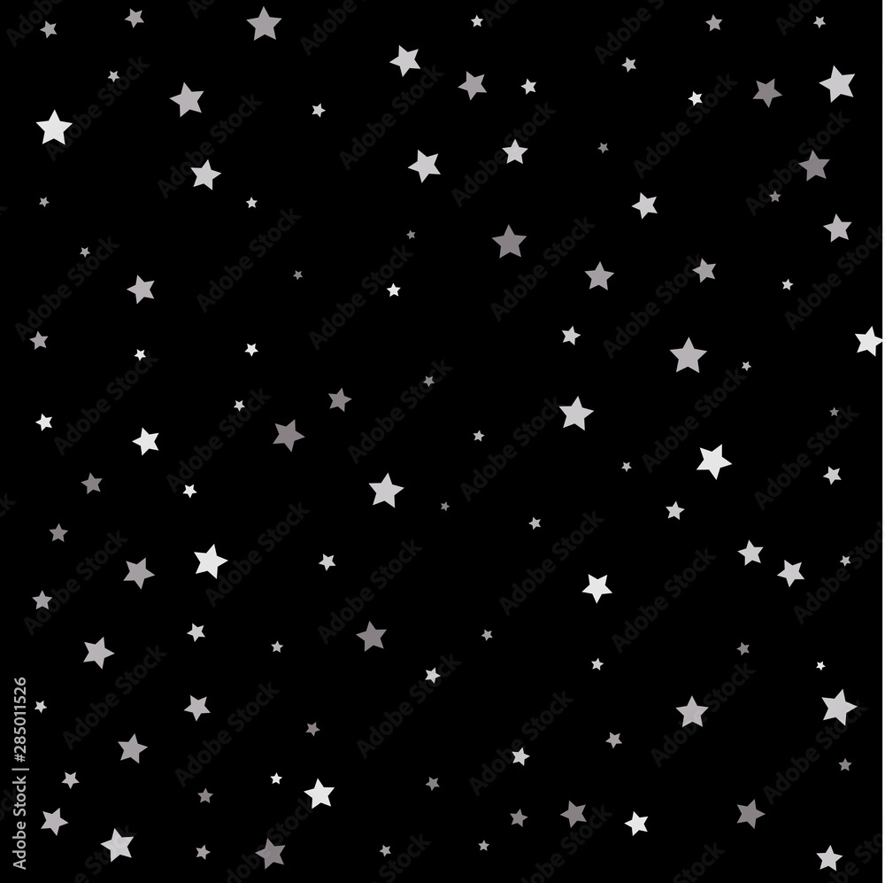 Falling silver stars abstract decoration for party, birthday celebrate, anniversary or event, festive. Vector illustration.