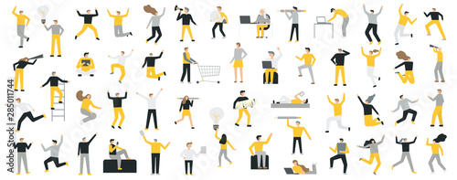 Set of business people flat icons