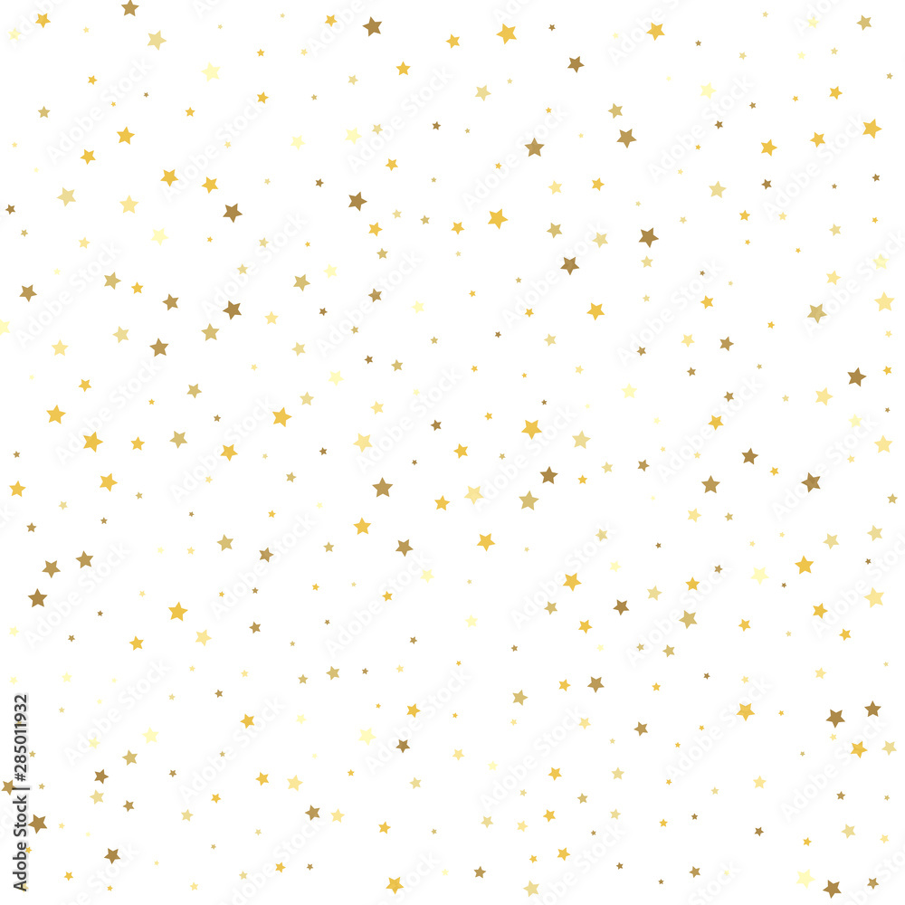 Christmas and New Year card, invitation, postcard, paper packaging. Gold flying stars confetti magic cosmic christmas vector. Christmas and New Year card, invitation, postcard, paper packaging. Gold flying stars confetti magic cosmic christmas vector.