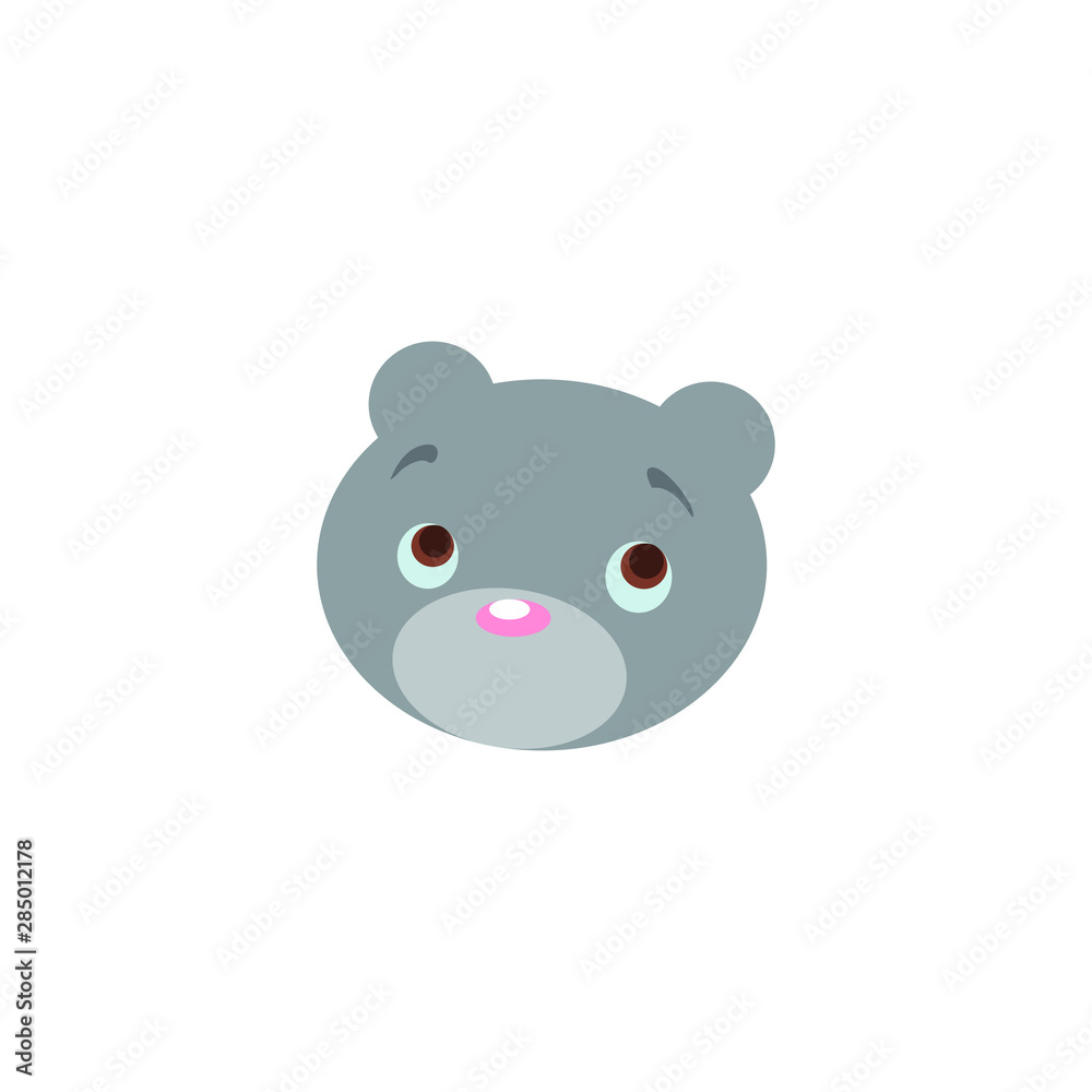 Cute bear round vector graphic icon.grizzly bear animal head, face illustration. Isolated on white background Cute bear round vector graphic icon.grizzly bear animal head, face illustration. Isolated on white background
