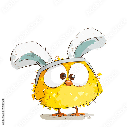 Cute Little Easter Chicken Wearing Bunny Ears