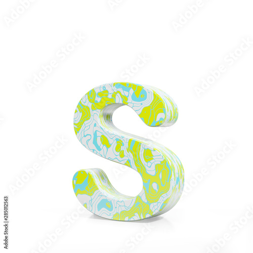 3D rendering letter small S on white background. Signs and symbols. Colorful Alphabet. Textured materials.