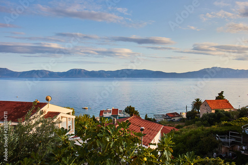 Beautiful view of Adriatic sea in Brist in Croatia photo