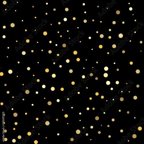 Confetti cover from gold dots. Holiday party decor.