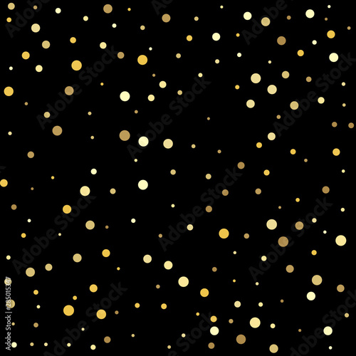 Confetti cover from gold dots. Golden dots on a square background.