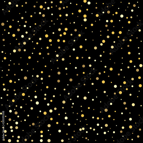 Vector illustration. Christmas dots background vector, flying gold sparkles confetti.