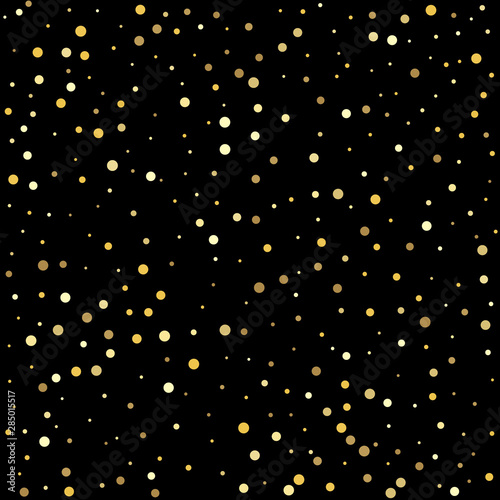 Gold flying dots confetti magic cosmic christmas vector. Festival decor.