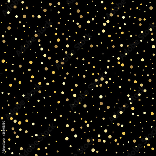 Abstract pattern of random falling gold dots. Glitter pattern for banner, greeting card.