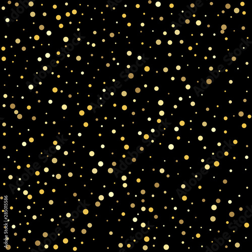 Vector illustration. Gold flying dots confetti magic cosmic christmas vector.
