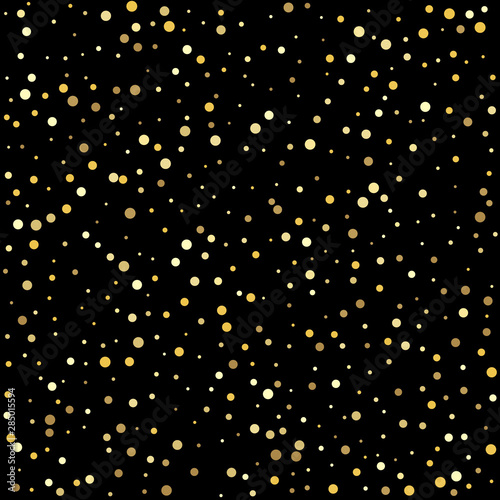 Golden dots on a square background. Confetti cover from gold dots.