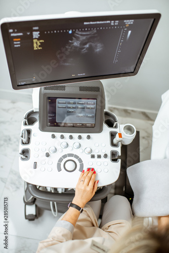 Top view on the ultrasound equipment