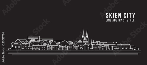 Cityscape Building Line art Vector Illustration design - Skien city