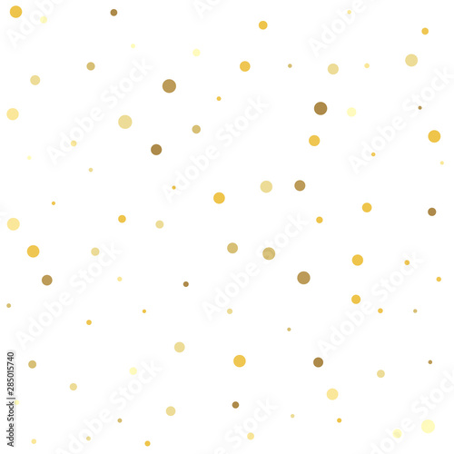 Shiny background. Abstract pattern of random falling gold dots.