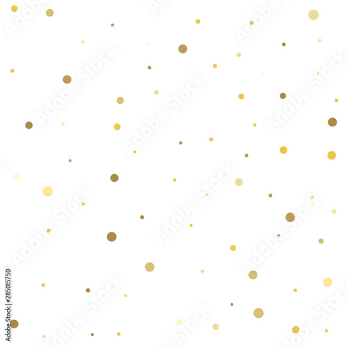Holiday party decor. Abstract pattern of random falling gold dots.