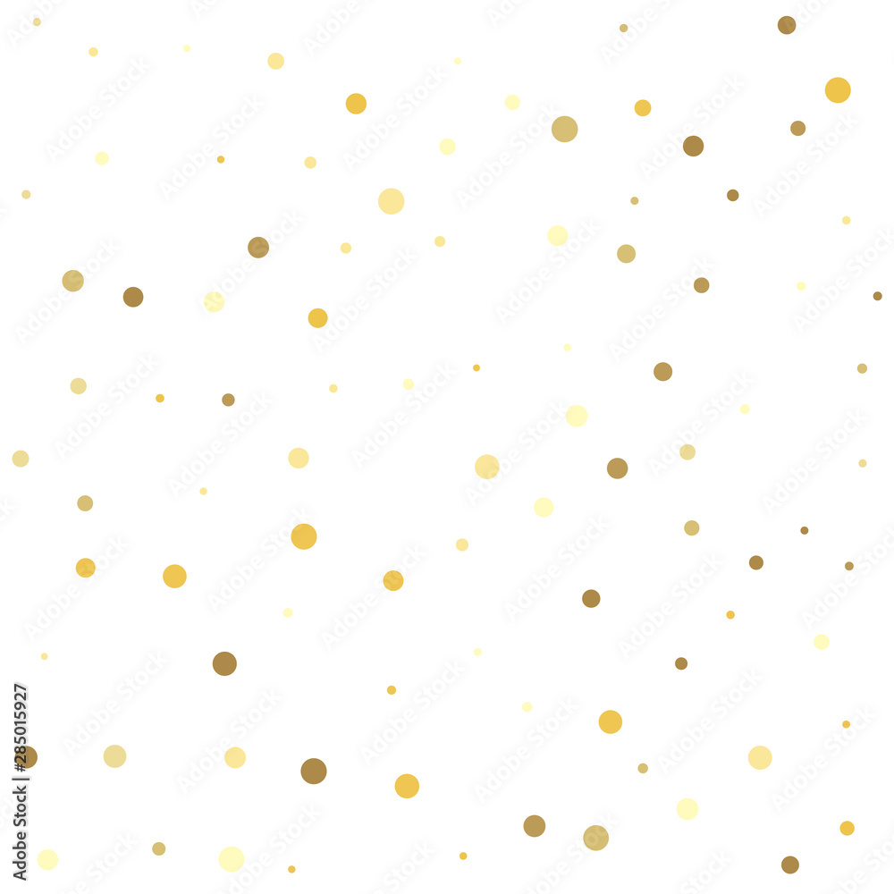Christmas and New Year card, invitation, postcard, paper packaging. Confetti cover from gold dots.