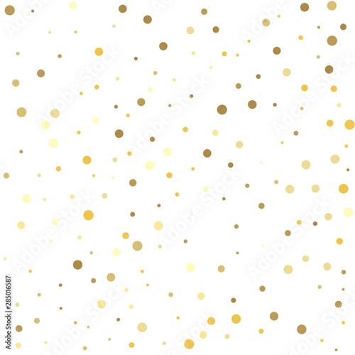 Gold dots. Christmas dots background vector  flying gold sparkles confetti.