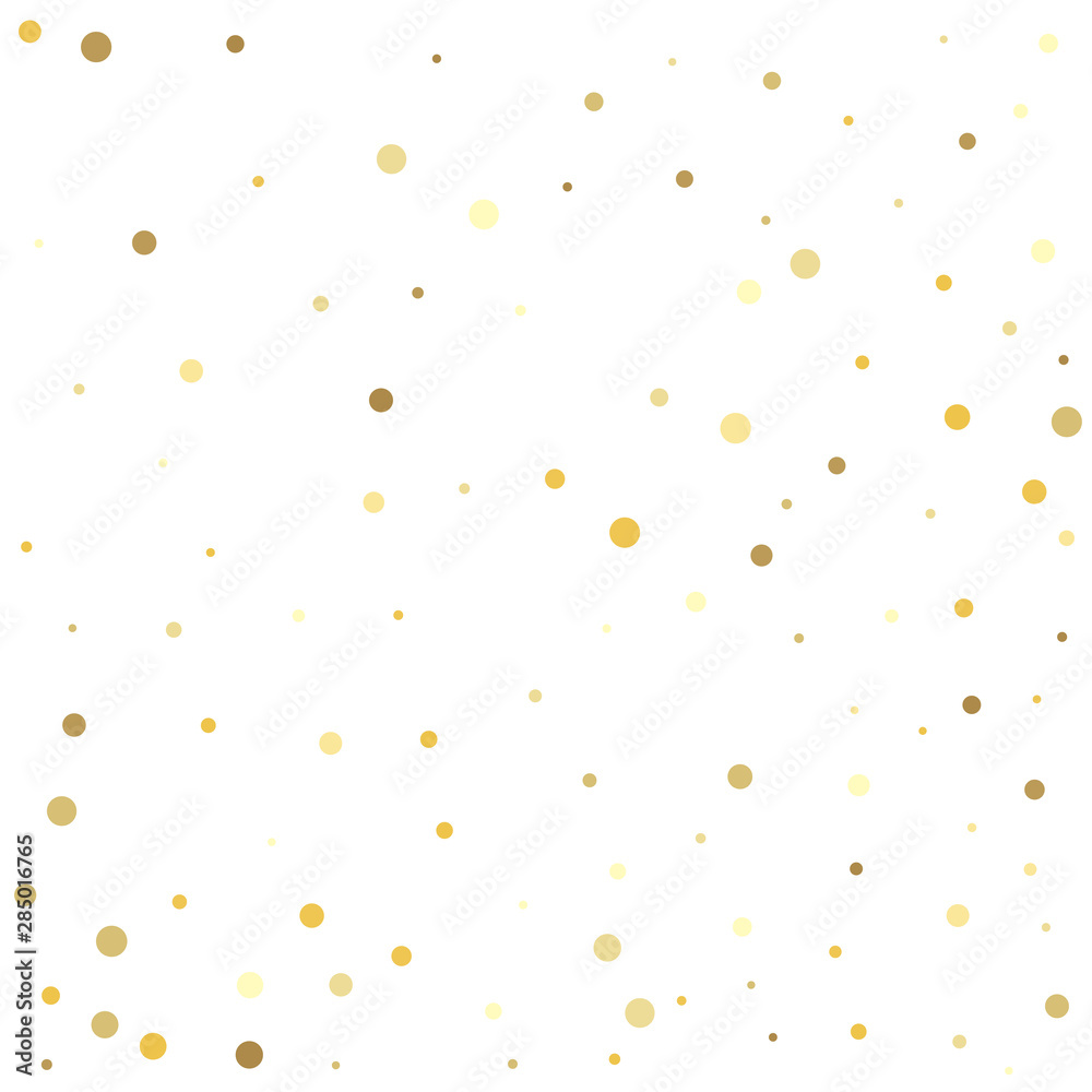 Template for holiday designs, invitation, party, birthday, wedding. Gold dots.