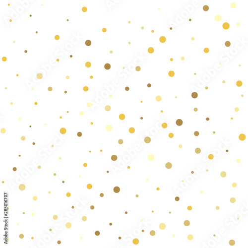 Gold flying dots confetti magic cosmic christmas vector. Gold dots.