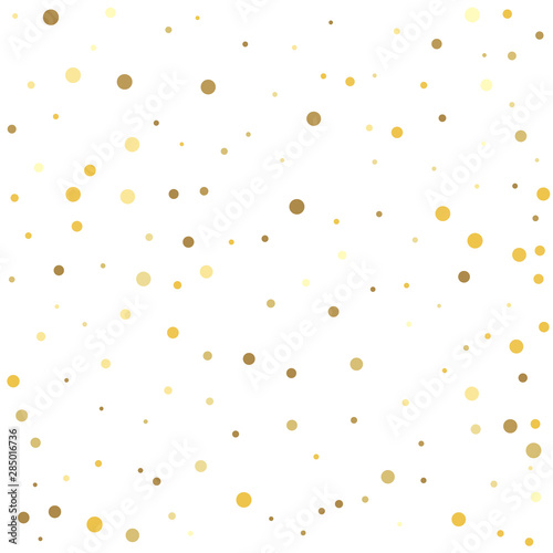 Template for holiday designs  invitation  party  birthday  wedding. Gold flying dots confetti magic cosmic christmas vector.