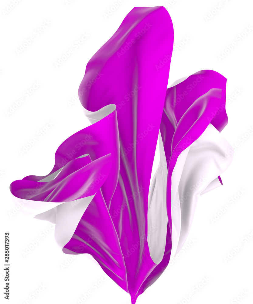 Naklejka premium Wavy fabric on a white background. 3D rendering.