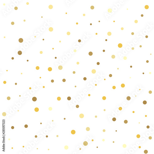 Abstract pattern of random falling gold dots. Vector illustration.