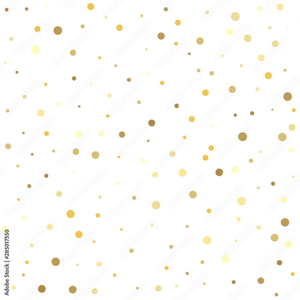 Confetti cover from gold dots. Gold dots on a white background. Confetti cover from gold dots. Gold dots on a white background.