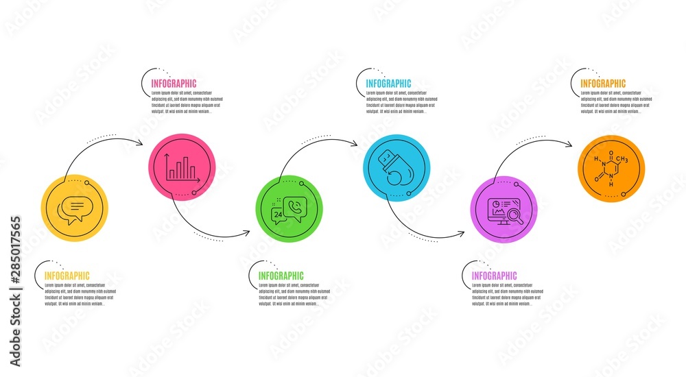 Seo analytics, Diagram graph and Chemical formula signs. Infographics timeline. Flash memory, 24h service and Text message line icons set. Recovery usb, Call support, Chat bubble. Statistics. Vector Seo analytics, Diagram graph and Chemical formula signs. Infographics timeline. Flash memory, 24h service and Text message line icons set. Recovery usb, Call support, Chat bubble. Statistics. Vector