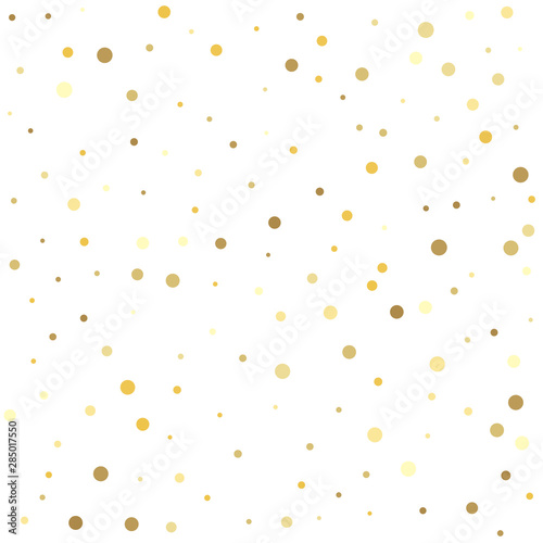 Confetti cover from gold dots. Gold dots on a white background.