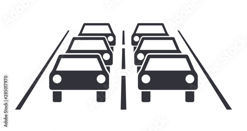 Traffic jam on two lane road flat design symbol