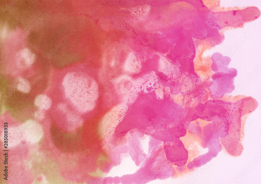 Colorful hand painted alcohol ink background. Abstract delicate texture. Contemporary wallpaper.