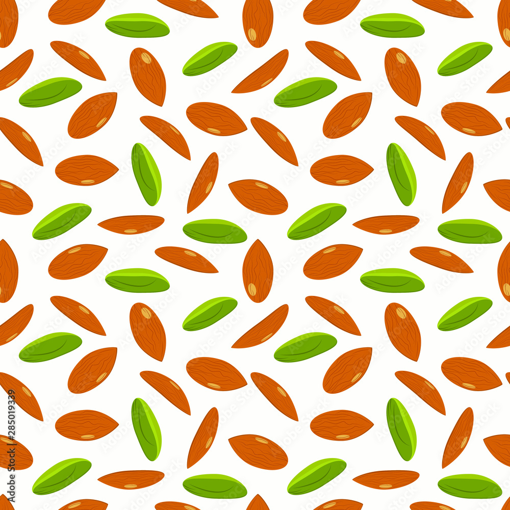 Seamless vector background of almonds and pistachios on white background Seamless vector background of almonds and pistachios on white background