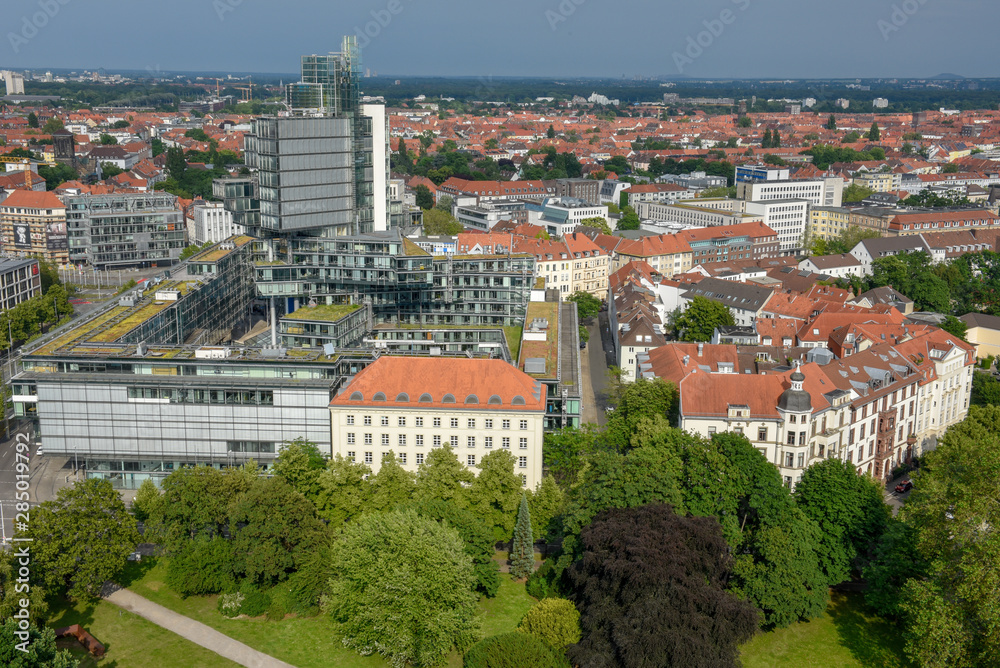 Aerial view at the center of Hannover on Germany