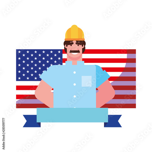 flat design people happy labor day
