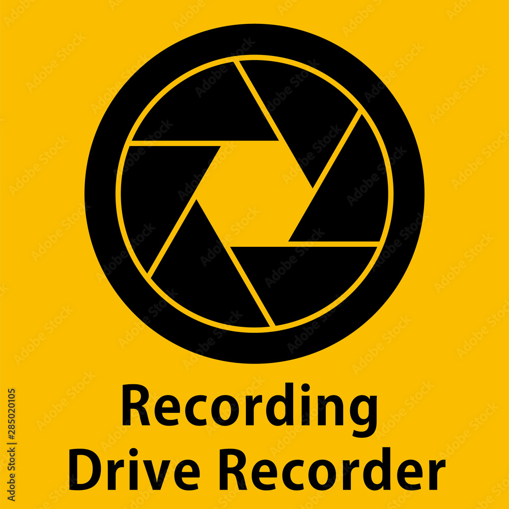 ドライブレコーダーのアイコン ステッカーのイラスト 英語 録画中の文字とレンズのイラスト あおり運転 Stock Vector Adobe Stock