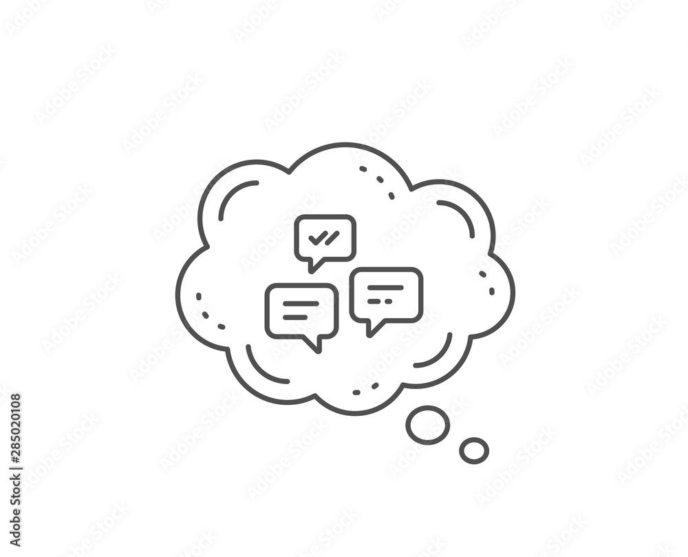 Chat Messages line icon. Chat bubble design. Conversation or SMS sign. Communication symbol. Outline concept. Thin line chat Messages icon. Vector Chat Messages line icon. Chat bubble design. Conversation or SMS sign. Communication symbol. Outline concept. Thin line chat Messages icon. Vector