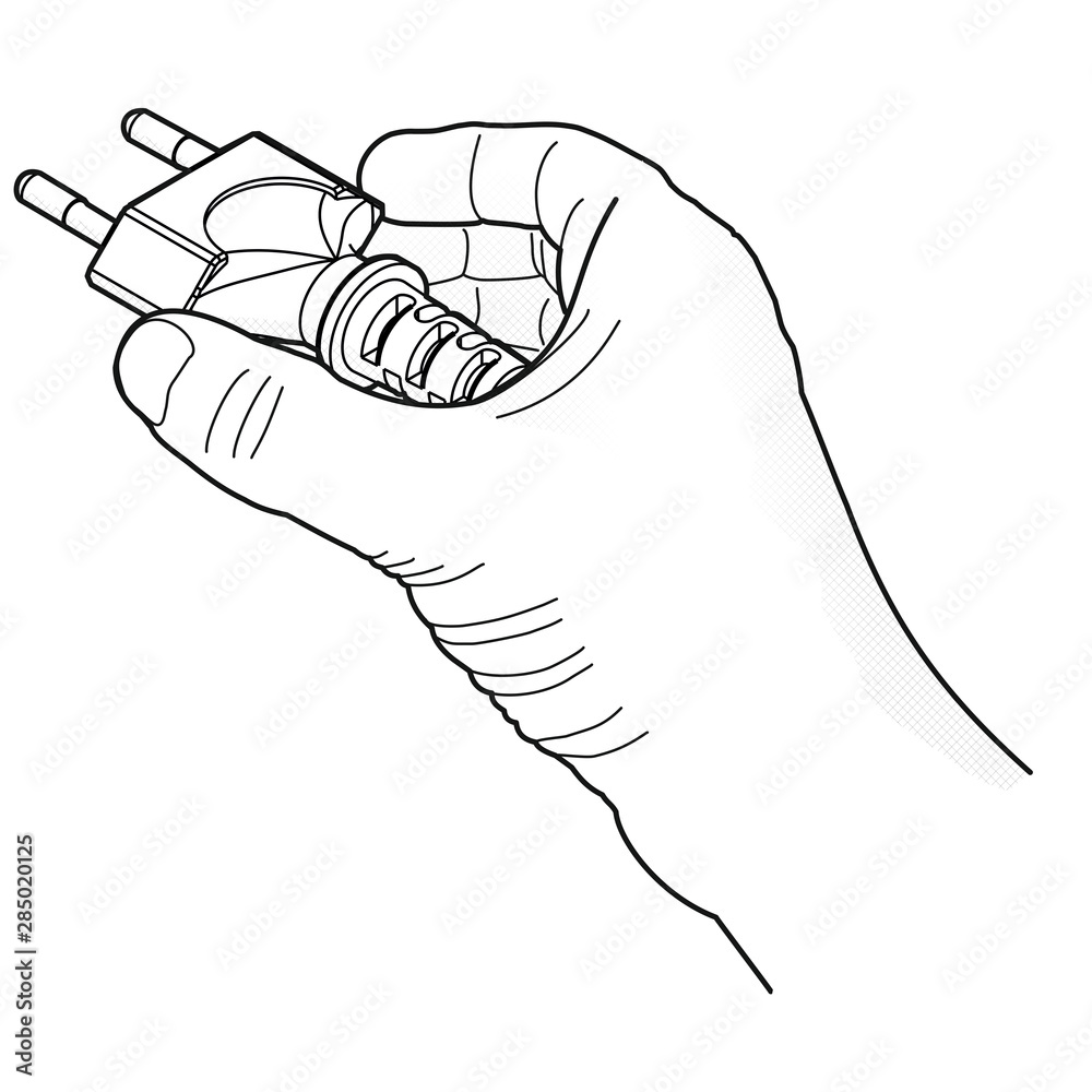 Fotografie Eurostecker, Typ C mit Hand [schwarz-weiß]