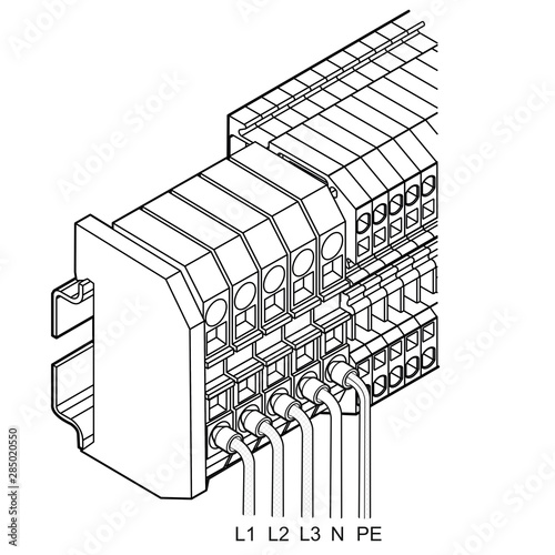 Reihenklemme/Verteiler, Wago [schwarz-weiß]