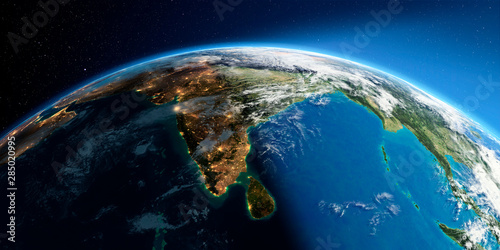 Detailed Earth. India and Sri Lanka photo
