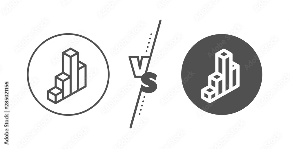 Column 3d graph sign. Versus concept. Diagram chart line icon. Market analytics symbol. Line vs classic 3d chart icon. Vector Column 3d graph sign. Versus concept. Diagram chart line icon. Market analytics symbol. Line vs classic 3d chart icon. Vector