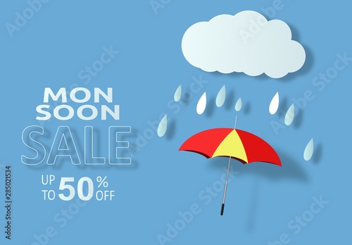 monsoon season sale rain umbrella shop vector