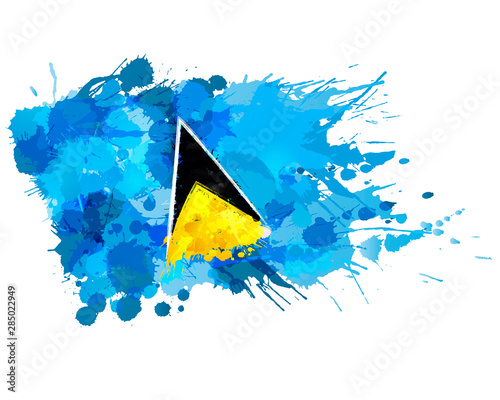 Flag of Saint Lucia made of colorful splashes