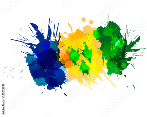Flag of Saint Vincent and the Grenadines made of colorful splashes