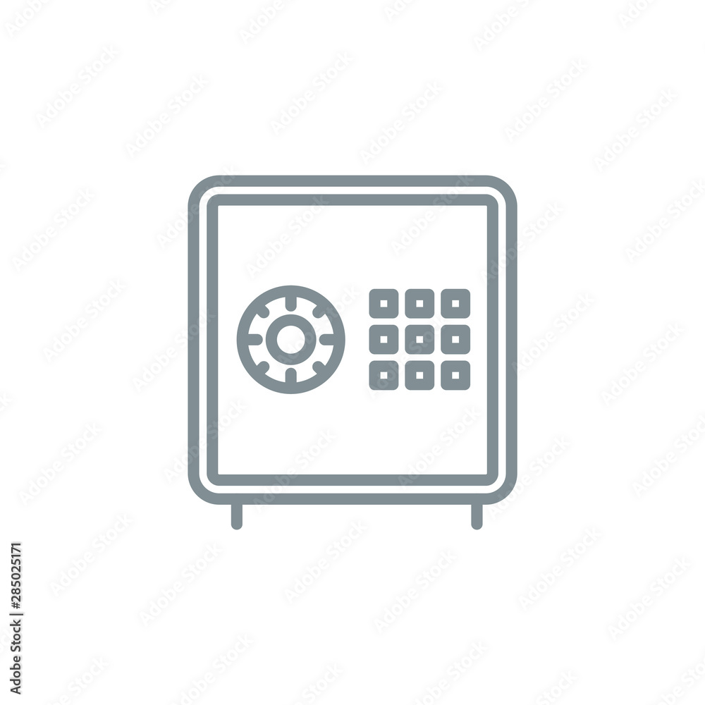 safe deposit box outline flat icon. Single high quality outline logo symbol for web design or mobile app. Thin line safe deposit box logo. gray icon pictogram isolated on white background safe deposit box outline flat icon. Single high quality outline logo symbol for web design or mobile app. Thin line safe deposit box logo. gray icon pictogram isolated on white background