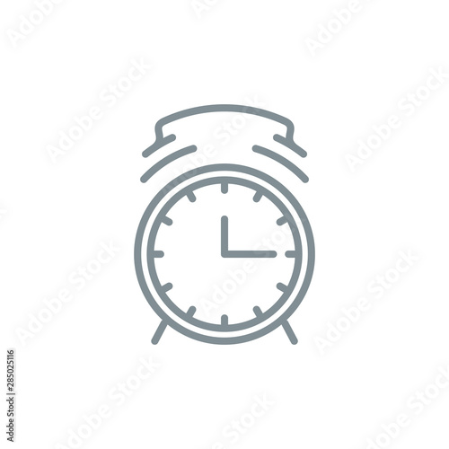 alarm clock outline flat icon. Single high quality outline logo symbol for web design or mobile app. Thin line sign design logo. gray icon pictogram alarm clock isolated on white background