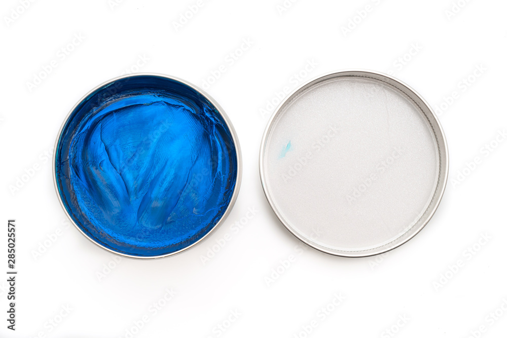 Pomade for hair styling in water based on white background Pomade for hair styling in water based on white background