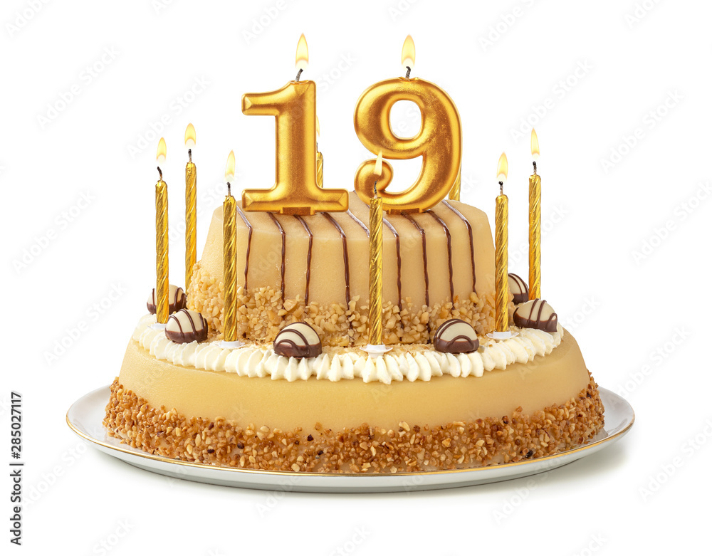 Photography Poster Festliche Torte mit goldenen Kerzen - Nummer 19