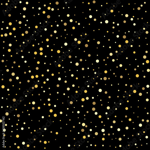 Christmas dots background vector, flying gold sparkles confetti. Sparkle tinsel elements celebration graphic design.