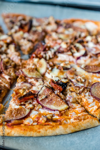 Fig Pizza with Walnut and Sun Dried Tomatoes.