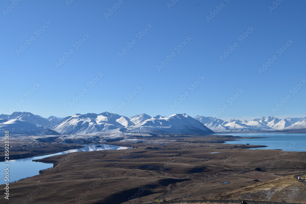Landscape with mountain and Lake Tekapo in New Zealand Landscape with mountain and Lake Tekapo in New Zealand