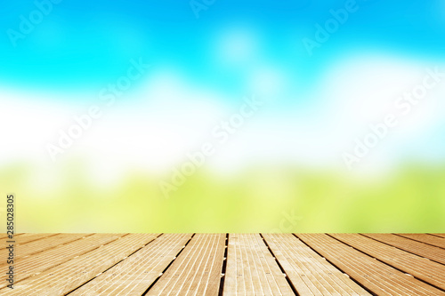 wooden walkway with blurred view